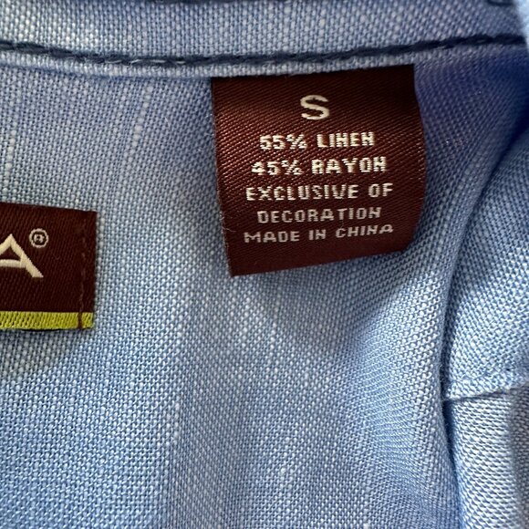 Men's Unisex Guayabera Havana/Cuban Style Linen Blend Shirt sz S - Vintage Surf - Picture 6 of 12